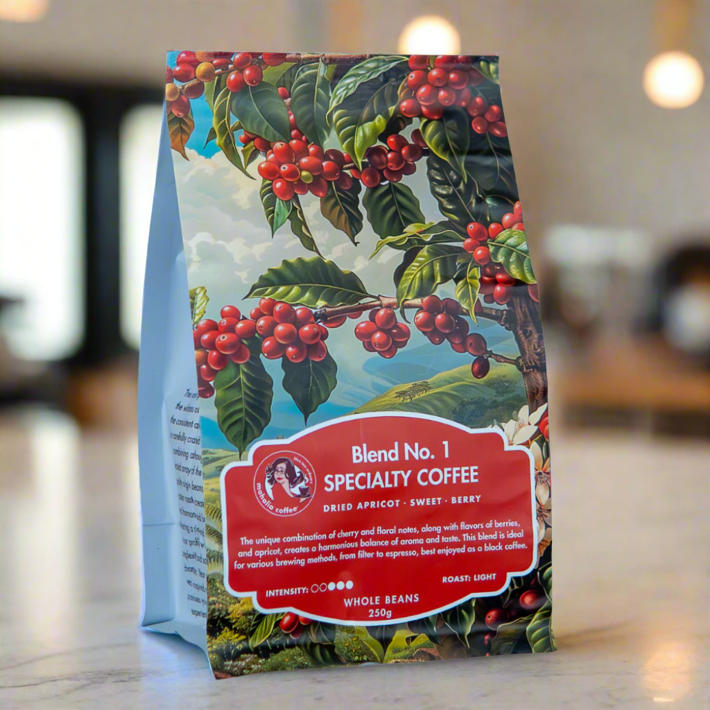 Mahalia Coffee Blend No1 light roast Arabica coffee beans 250g pack
