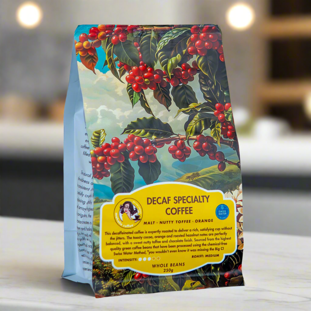 Mahalia Decaffeinated Coffee medium roast Arabica coffee beans 250g pack