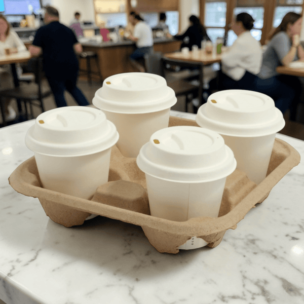 EcoBarista Compostable 4 - Cup Carry Tray - Eco - Friendly Biodegradable, 300 per Carton – Specialty Coffee | Mahalia Coffee