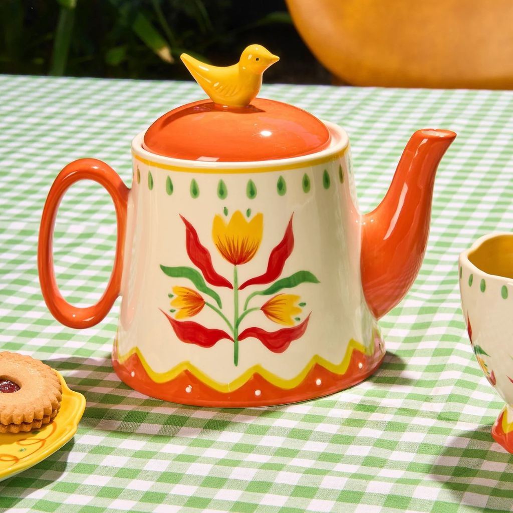 Retro Folk Stoneware Teapot – Specialty Coffee | Mahalia Coffee