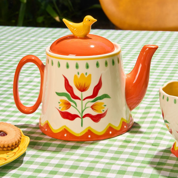 Retro Folk Stoneware Teapot – Specialty Coffee | Mahalia Coffee