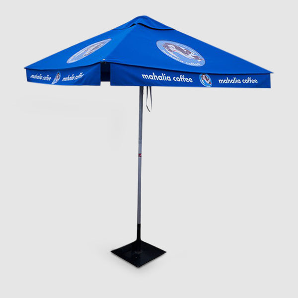 Mahalia Coffee Branded Market Umbrella with solid base