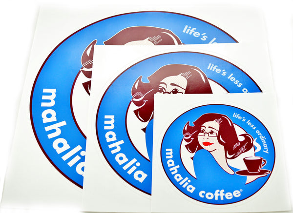 Mahalia Coffee Branded Window Sticker in blue 